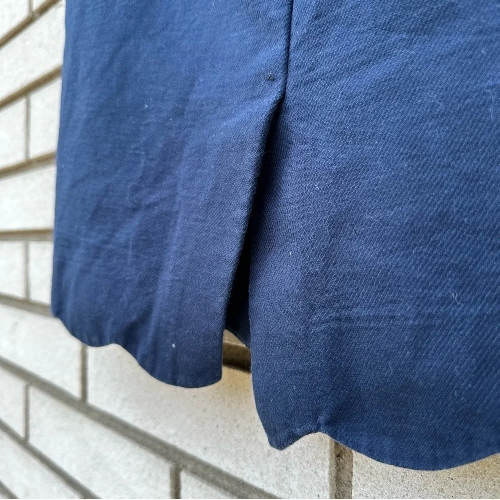 J.Crew Navy Scalloped Hem Pencil Skirt Cotton Knee Length Preppy 0 L1133